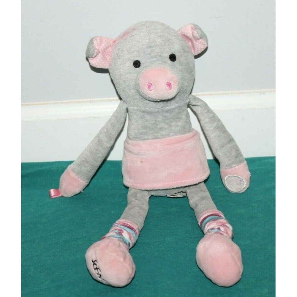 Scentsy Baby Buddy Sidekick Pippy Pig Newborn Nursery Plush Lovey Toy Gray 14"